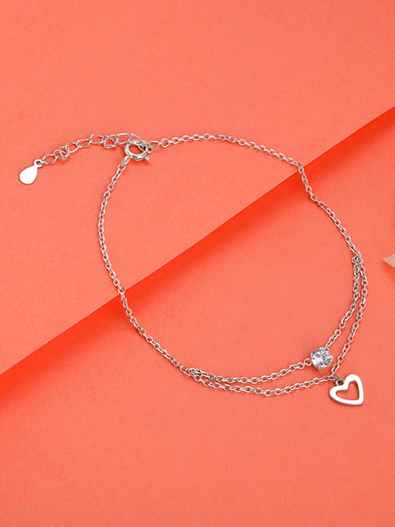 Silver Curl Heart Anklet
