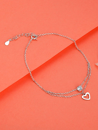 Silver Curl Heart Anklet