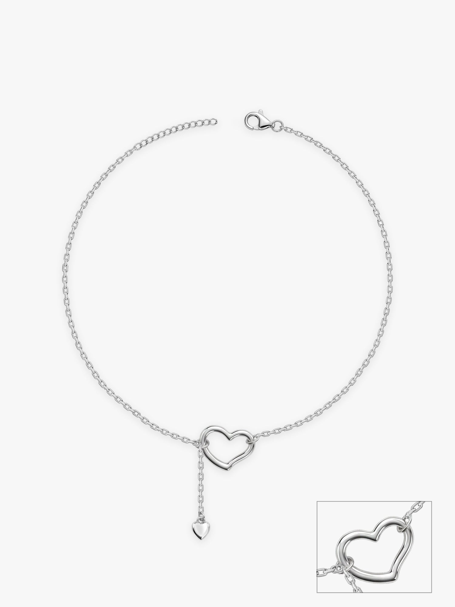 Silver Heart Melting Chain Anklet
