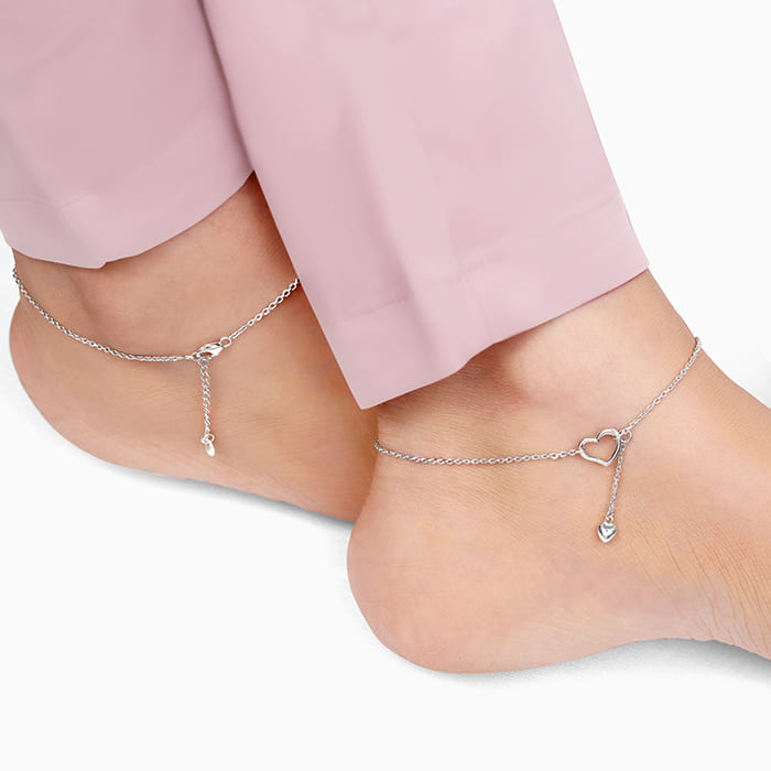 Silver Heart Melting Chain Anklet - Image 1