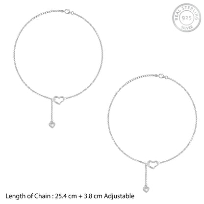 Silver Heart Melting Chain Anklet