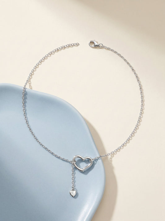 Silver Heart Melting Chain Anklet