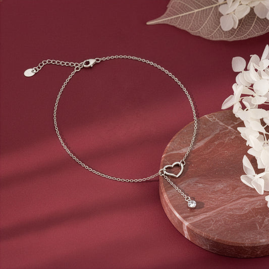 Silver Heart Melting Chain Anklet