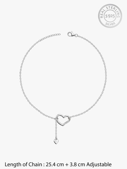 Silver Heart Melting Chain Anklet
