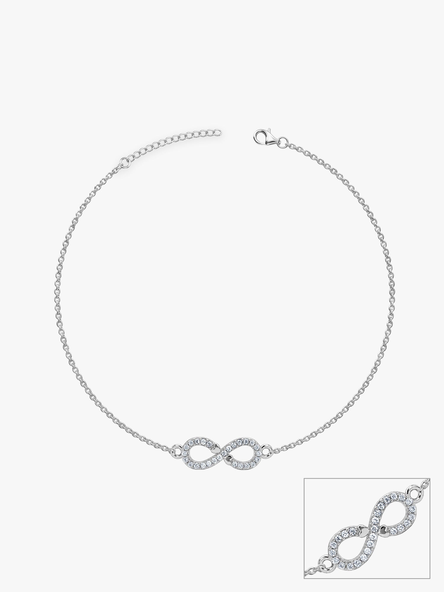 Silver Infinity Zircon Anklet