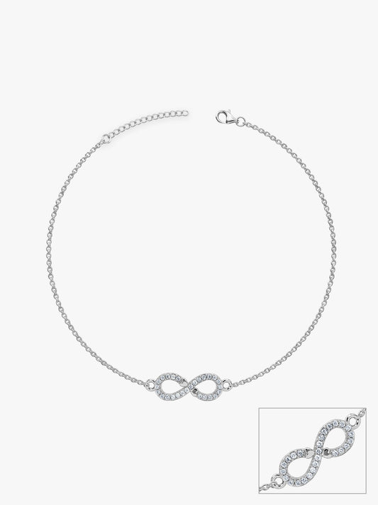Silver Infinity Zircon Anklet