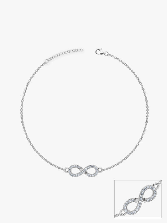 Silver Infinity Zircon Anklet