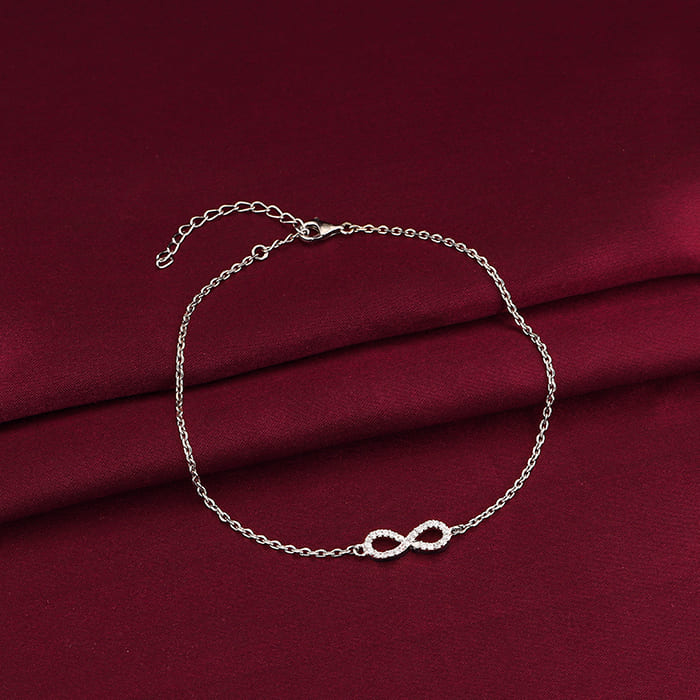 Silver Infinity Zircon Anklet – GIVA - Main Image