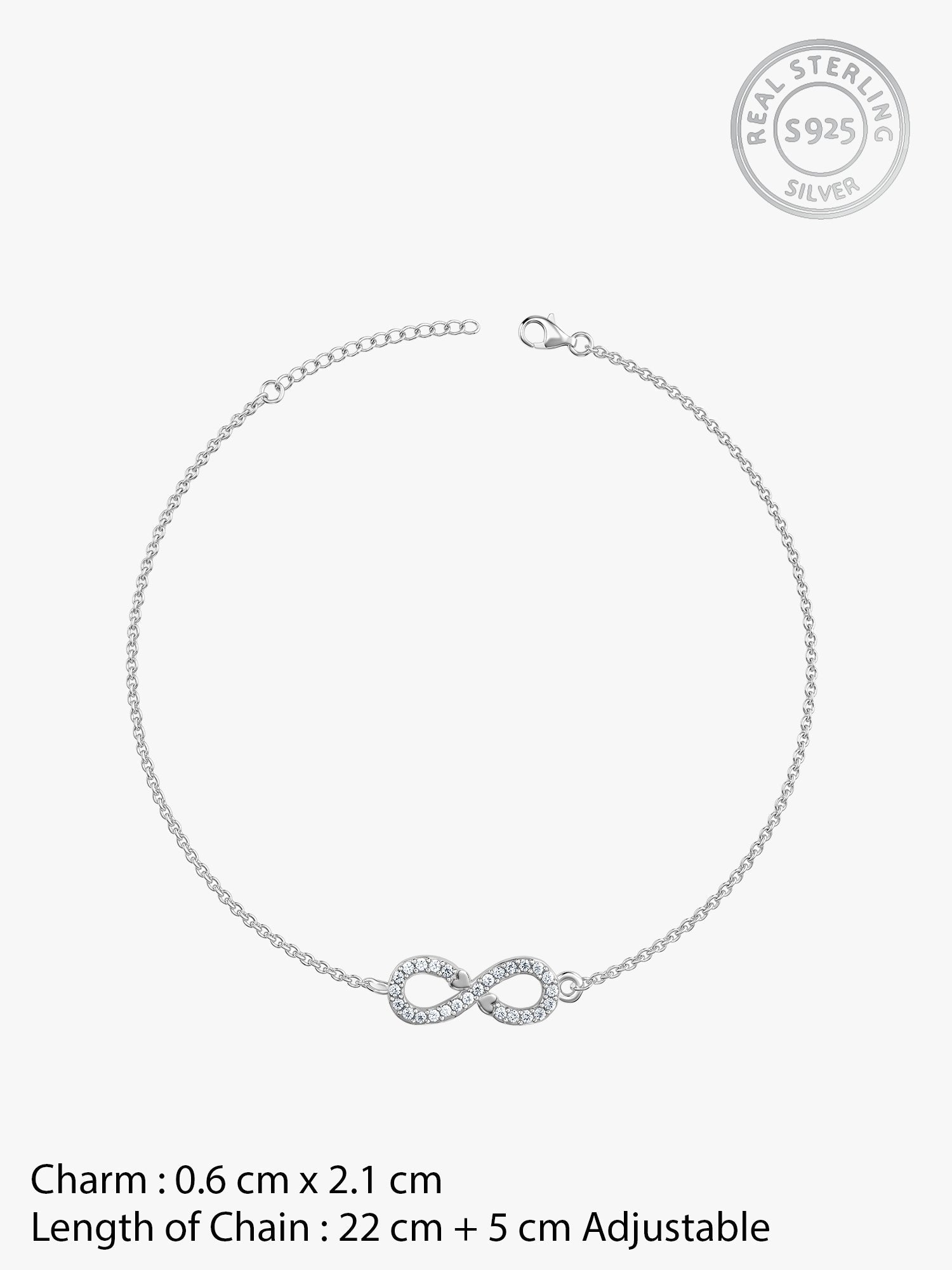 Silver Infinity Zircon Anklet