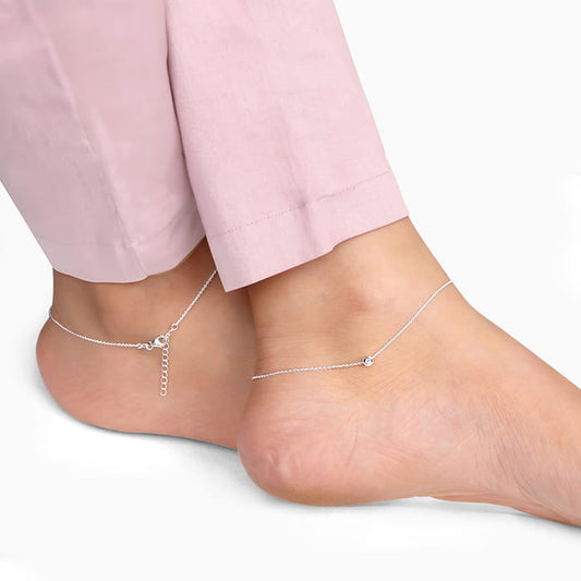 Silver Minimal Bead Anklet