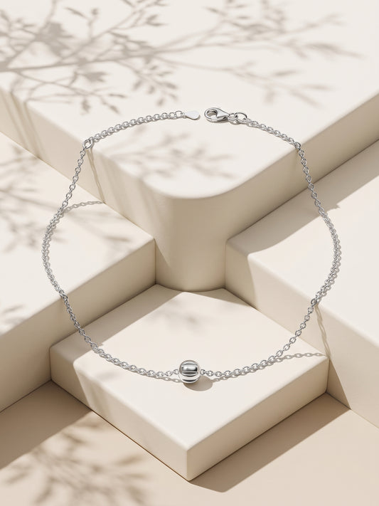 Silver Minimal Bead Anklet