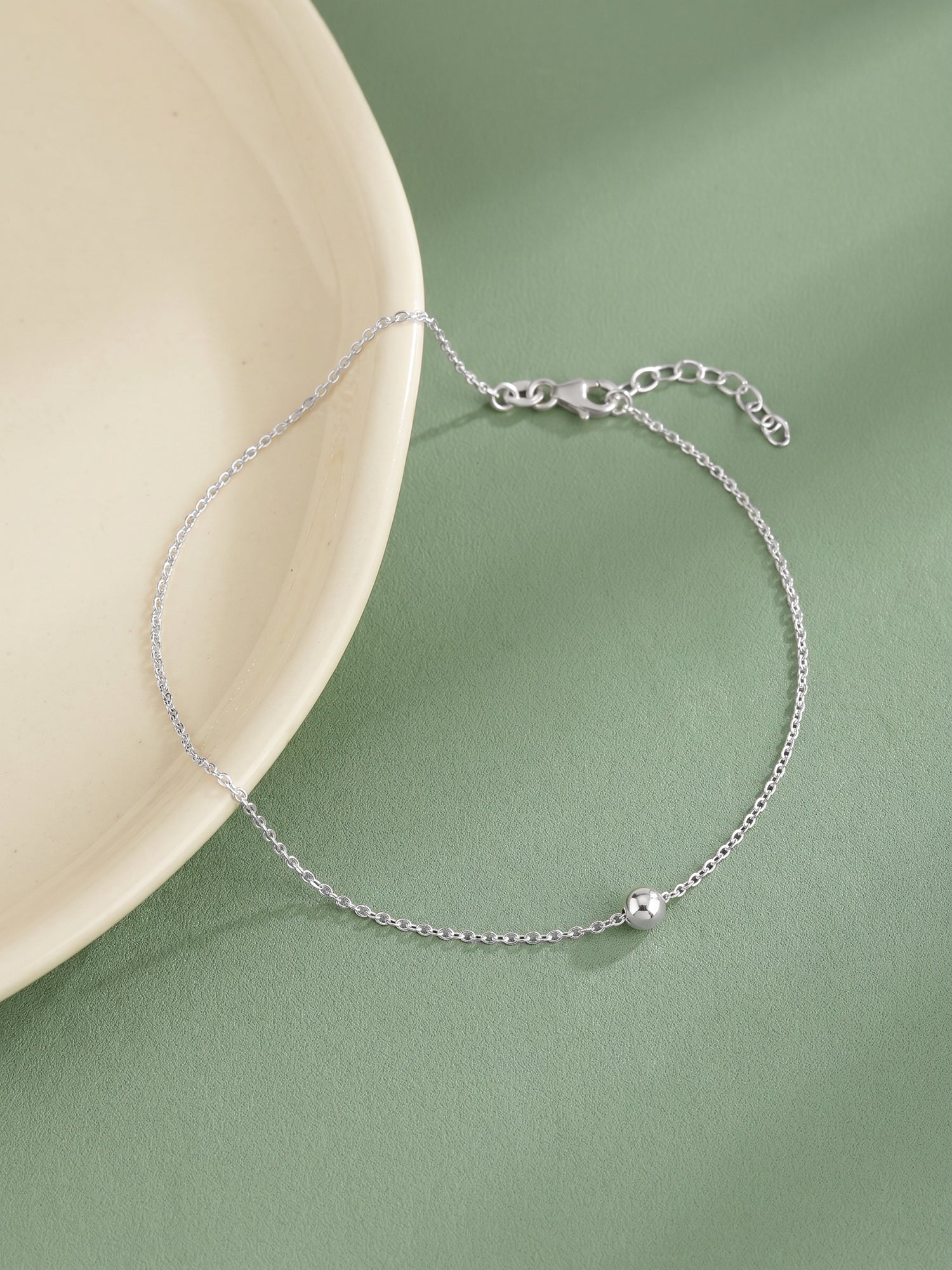Silver Minimal Bead Anklet