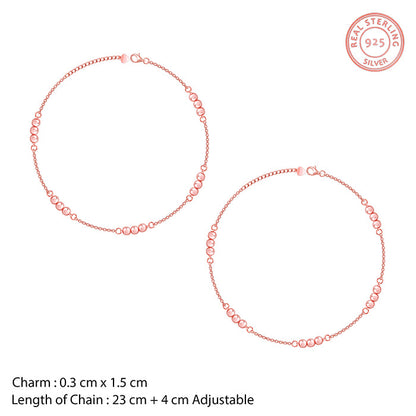Rose Gold Triple Beads Anklet