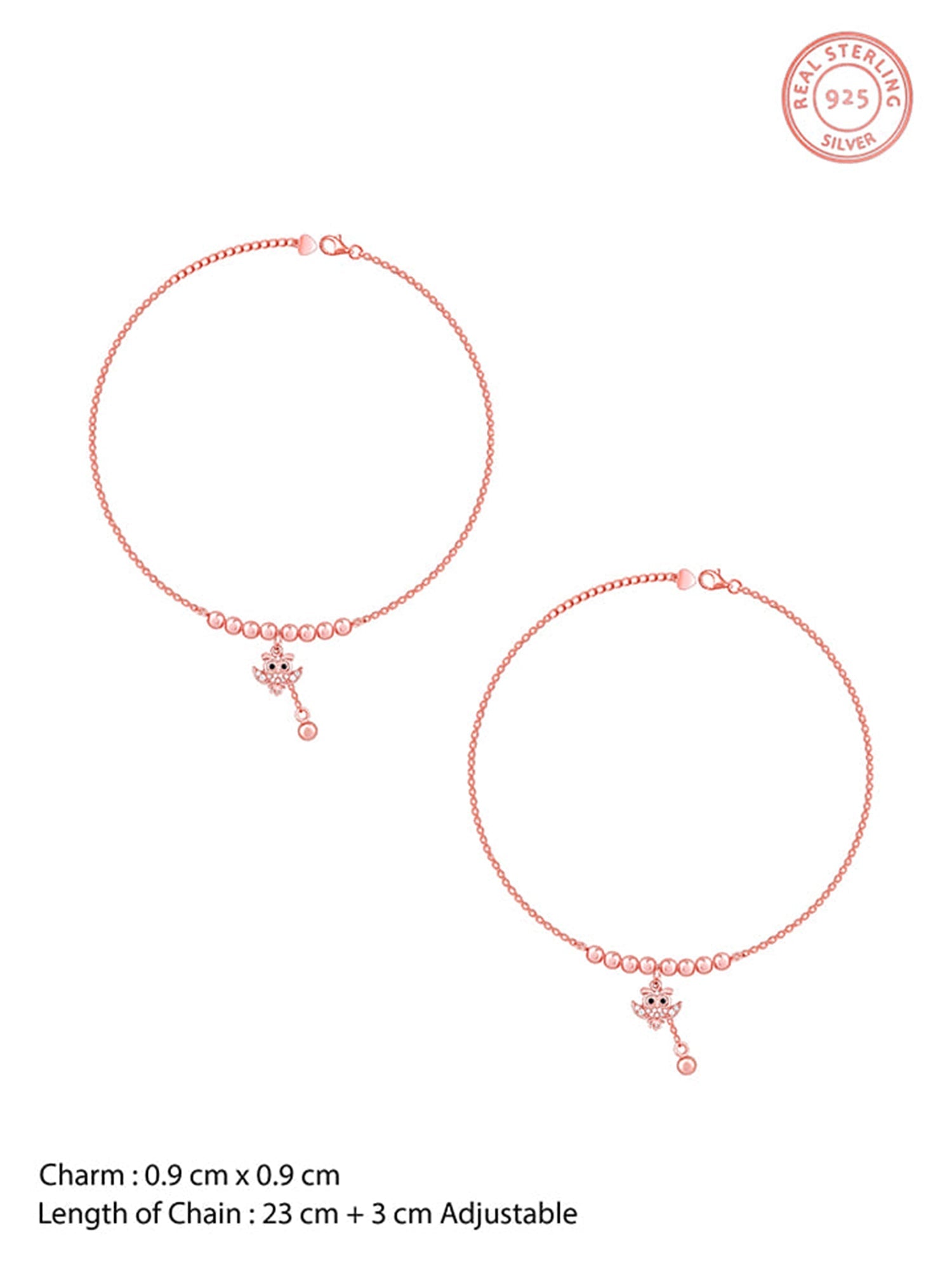 Rose Gold Chumbak Owl Anklet