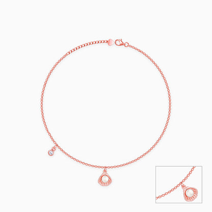 Rose Gold Pearl In Scallop Anklet