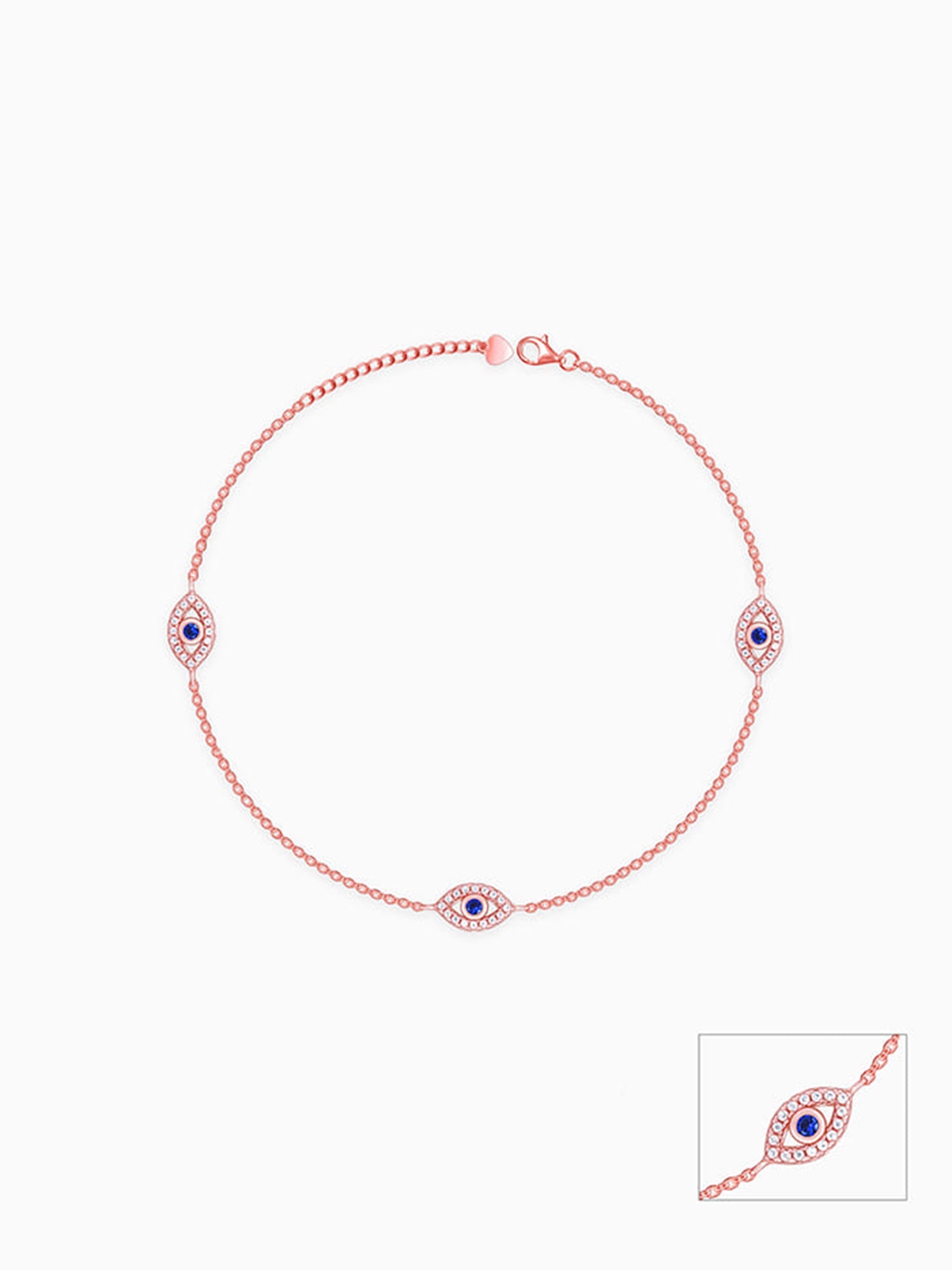 Rose Gold Evil Eye Trio Anklet