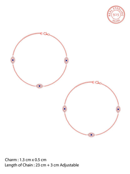 Rose Gold Evil Eye Trio Anklet