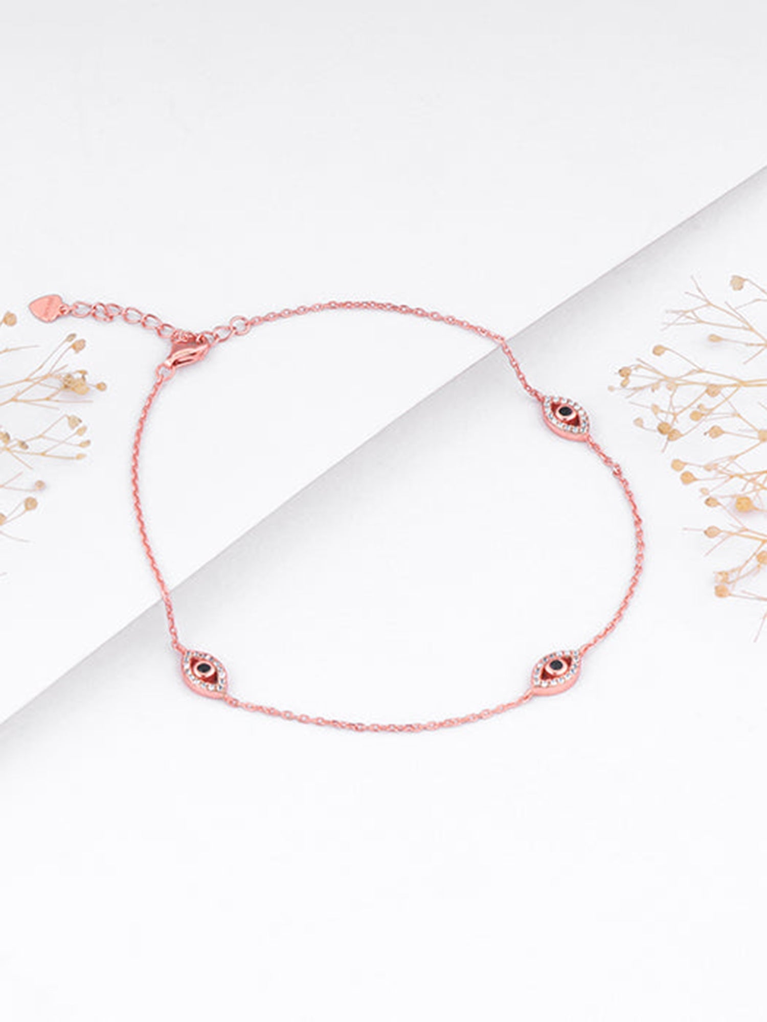 Rose Gold Evil Eye Trio Anklet