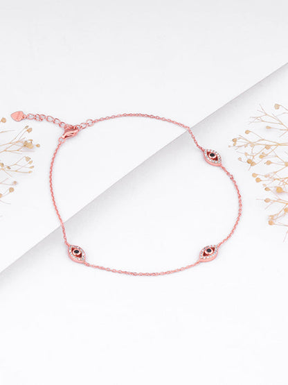Rose Gold Evil Eye Trio Anklet