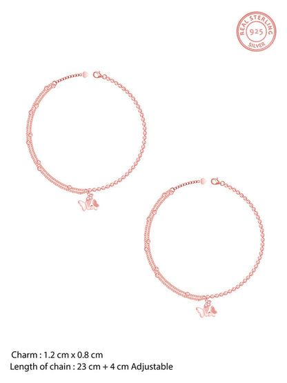 Rose Gold Butterfly Flutter Layered Anklet