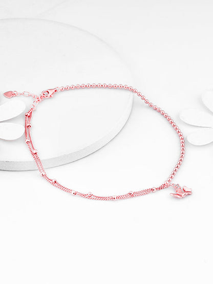 Rose Gold Butterfly Flutter Layered Anklet