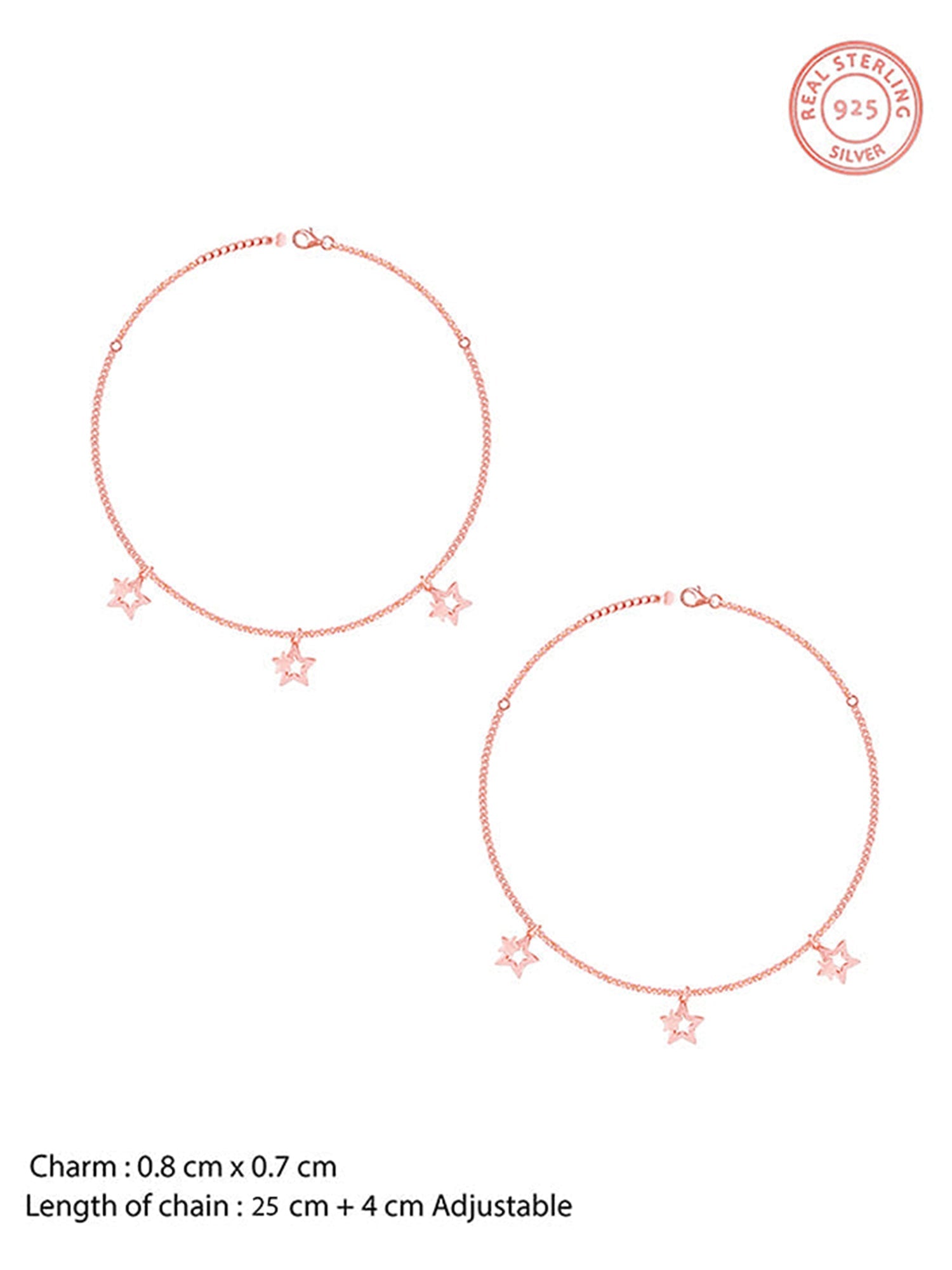 Rose Gold Merging Stars Anklet