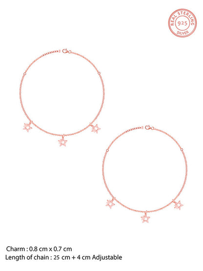 Rose Gold Merging Stars Anklet