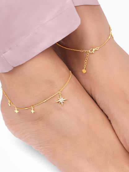 Golden North Star Anklet