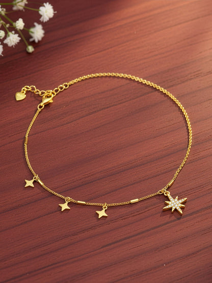 Golden North Star Anklet