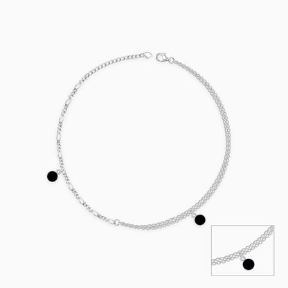 Silver Dangling Black Stone Anklet