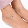 Silver Dangling Black Stone Anklet