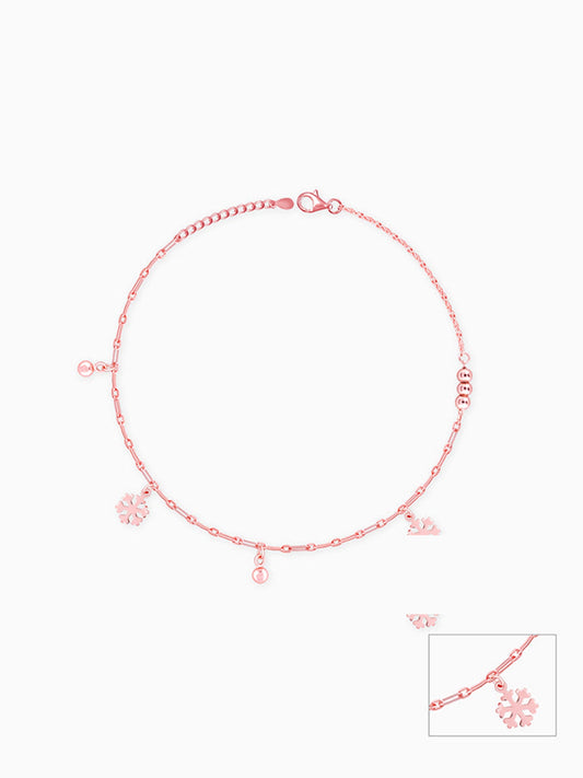Rose Gold Snowflake & Beads Anklet