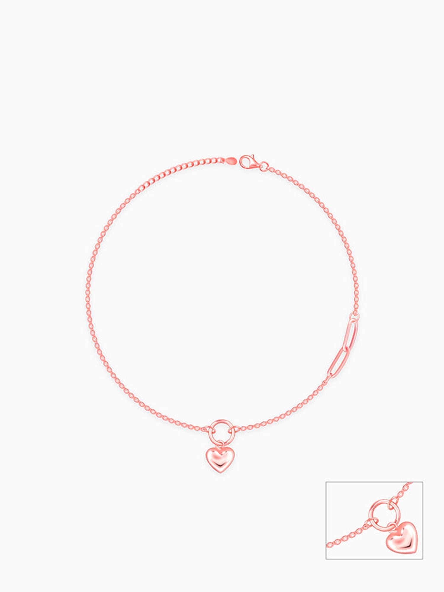 Rose Gold Unwavering Heart Anklet