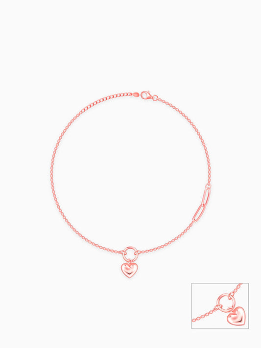 Rose Gold Unwavering Heart Anklet