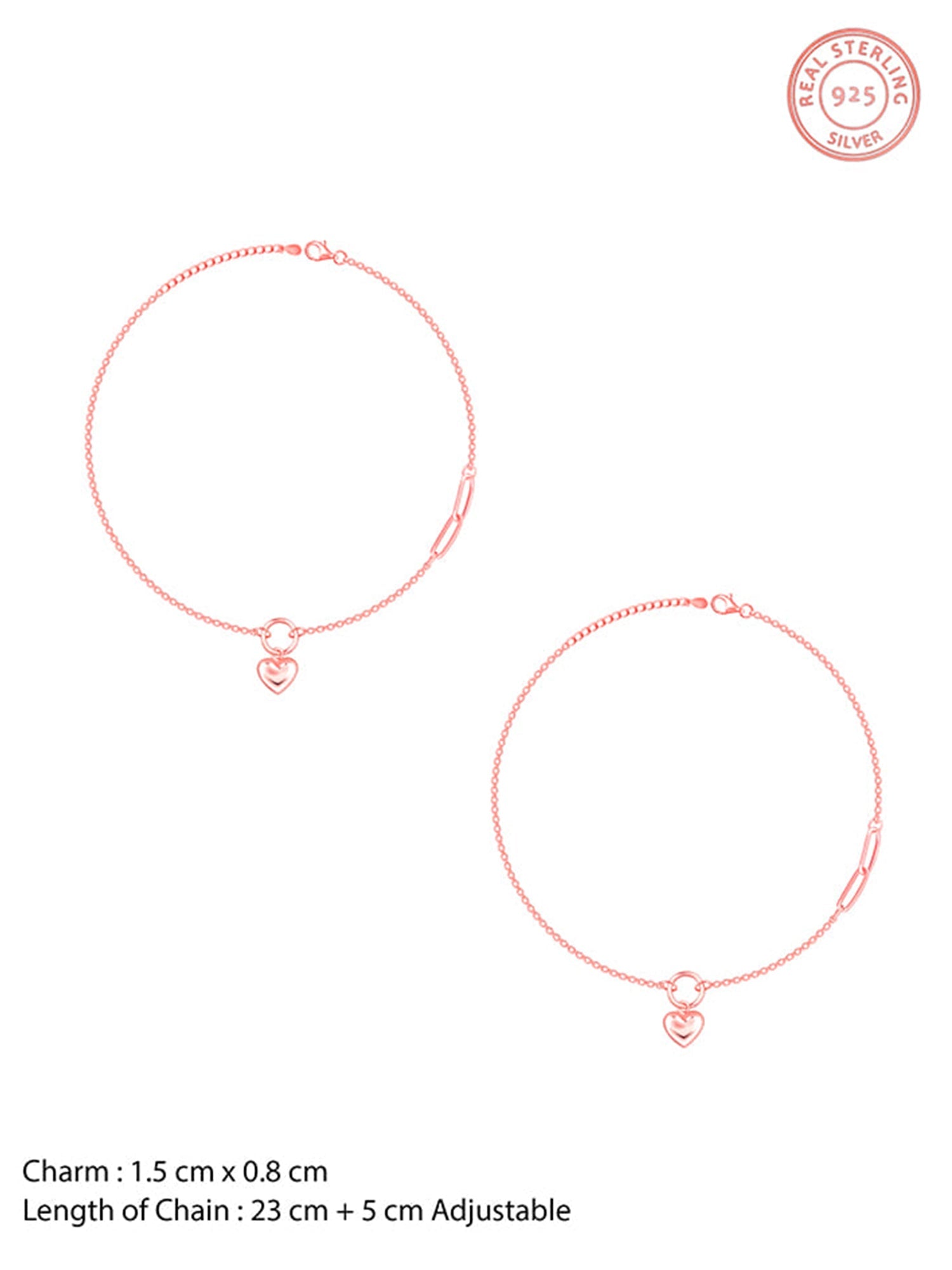Rose Gold Unwavering Heart Anklet
