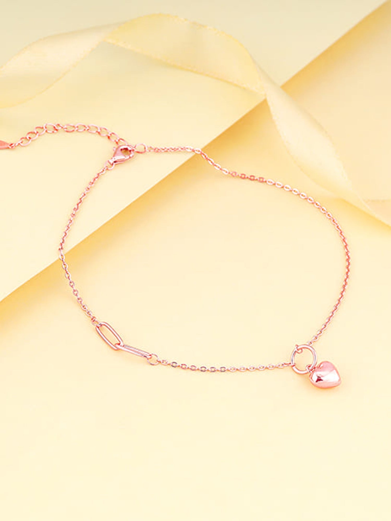 Rose Gold Unwavering Heart Anklet