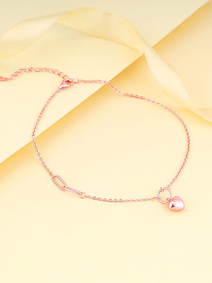 Rose Gold Unwavering Heart Anklet
