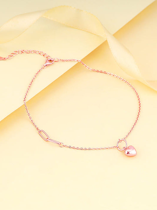 Rose Gold Unwavering Heart Anklet