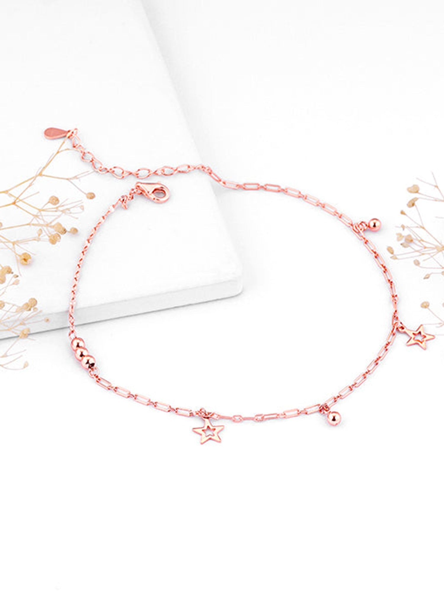 Rose Gold Star Laced Anklet