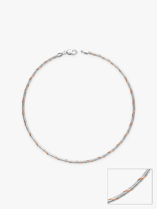 Rose Gold and Silver Snake Chain Anklet