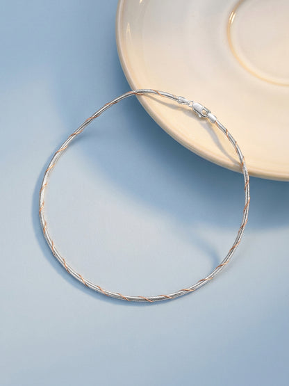 Rose Gold and Silver Snake Chain Anklet