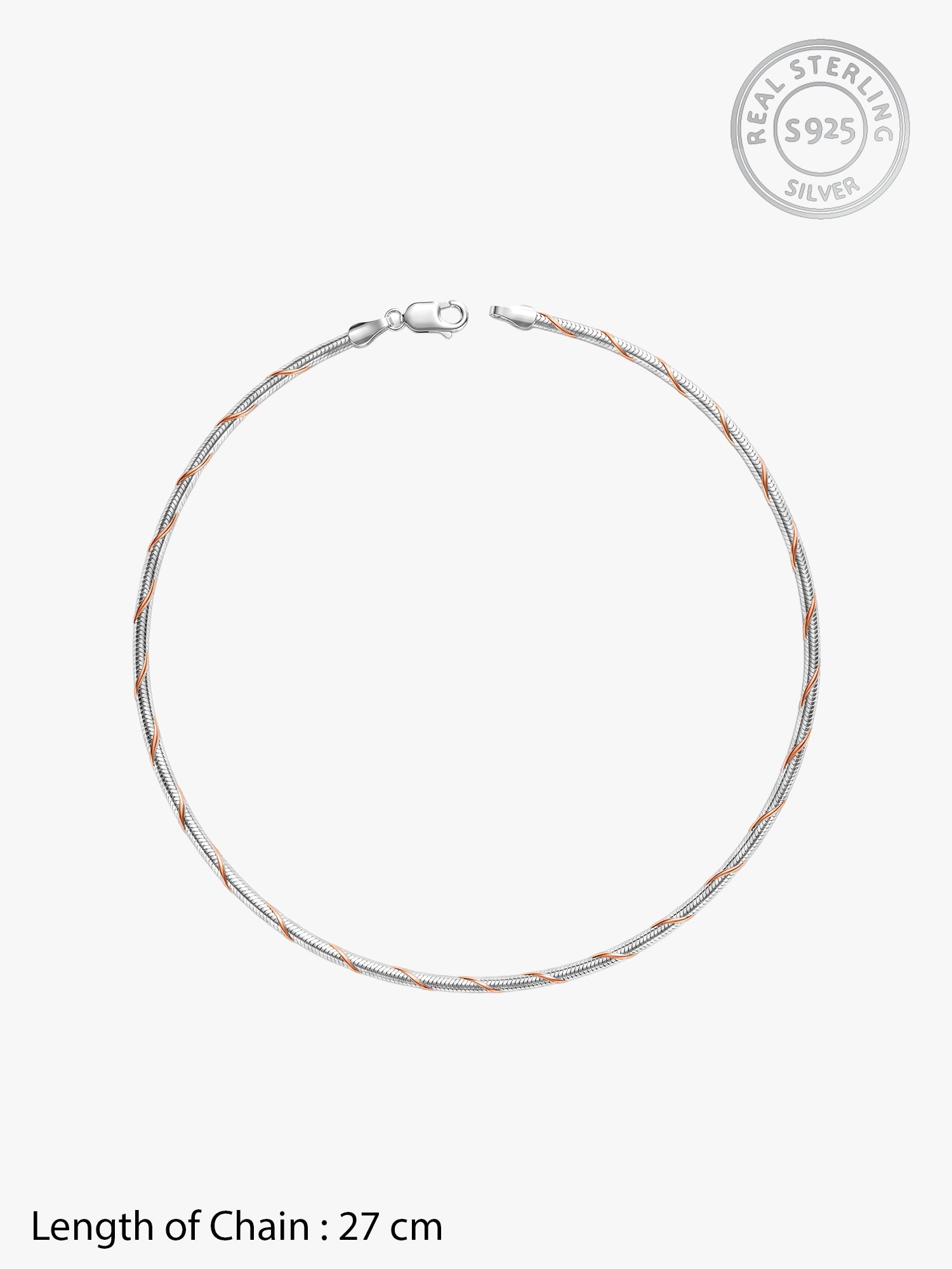 Rose Gold and Silver Snake Chain Anklet