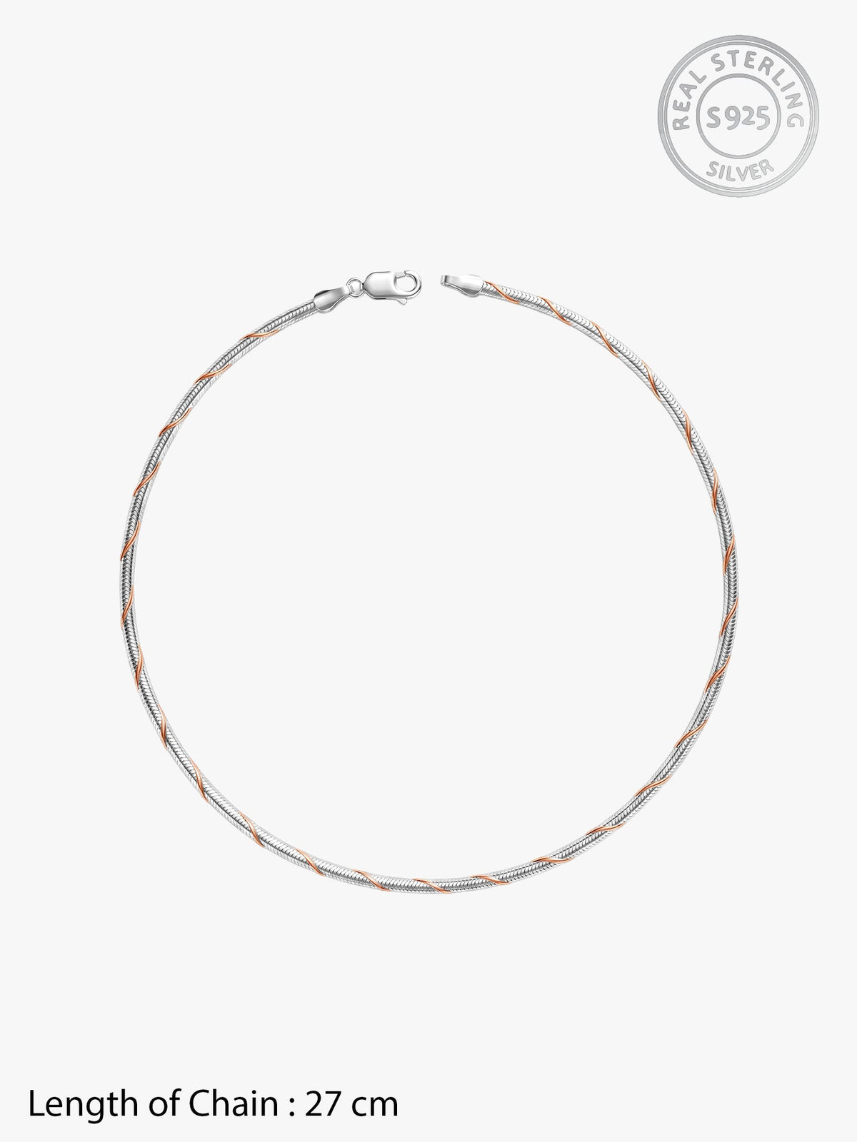Rose Gold and Silver Snake Chain Anklet