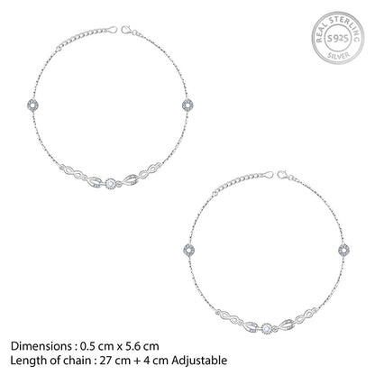 Silver Infinity Zirconia Anklet