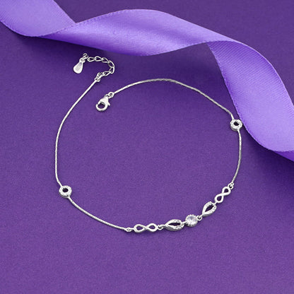 Silver Infinity Zirconia Anklet
