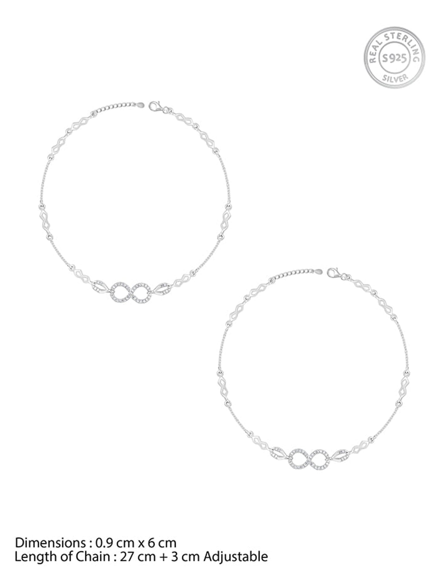 Silver Graceful Infinity Anklet