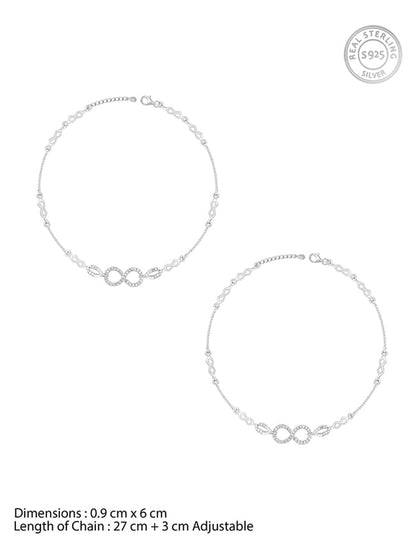Silver Graceful Infinity Anklet