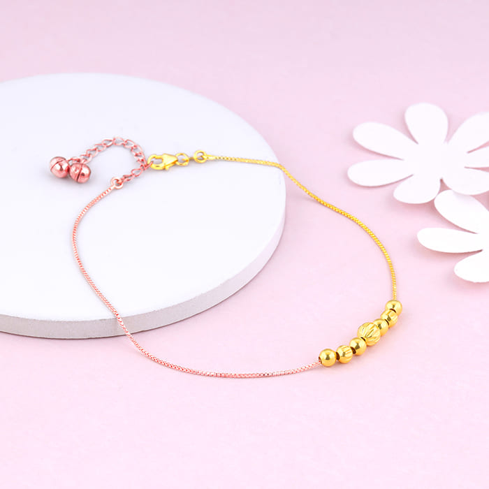 Rose Gold And Golden Classic Beaded Anklet