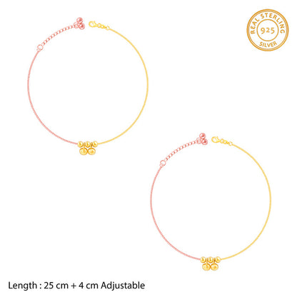 Rose Gold And Golden Dual Tone Glimmering Ties Anklet