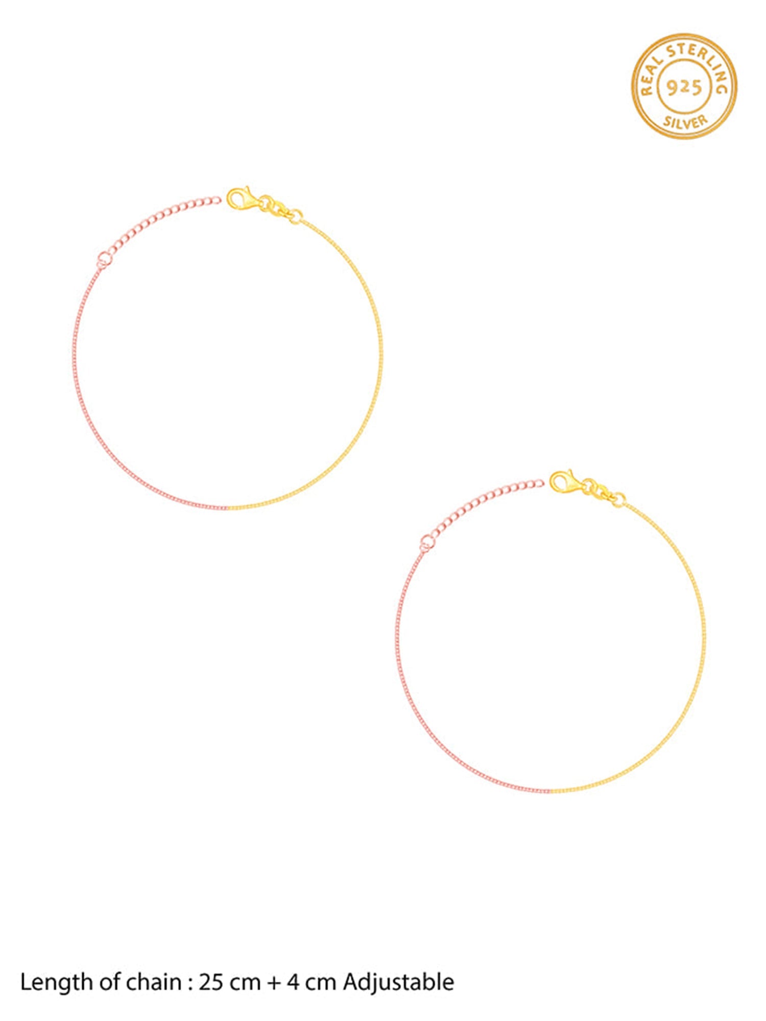 Rose Gold And Golden Cable Chain Anklet